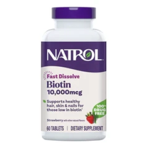 NatrolБиодобавка Биотин Biotin 10,000mcg Strawberry 60 таблеток (Лучшая цена)