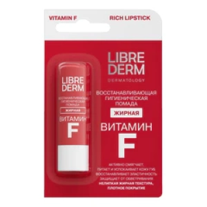 LibredermВосстанавливающая гигиеническая помада для губ жирная Витамин F Vitamin Care Rich Lipstick 4г (Лучшая цена)