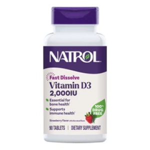 NatrolБиодобавка Vitamin D3 2,000IU Strawberry 90 таблеток (Лучшая цена)