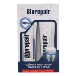 BiorepairНабор зубных паст Защита и блеск (паста Pro White + паста Intensive Night Repair 2*75мл) (Лучшая цена)