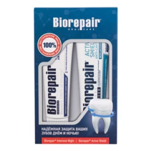 BiorepairНабор зубных паст Здоровая улыбка (паста Active Shield + паста Intensive Night Repair 2*75мл) (Лучшая цена)